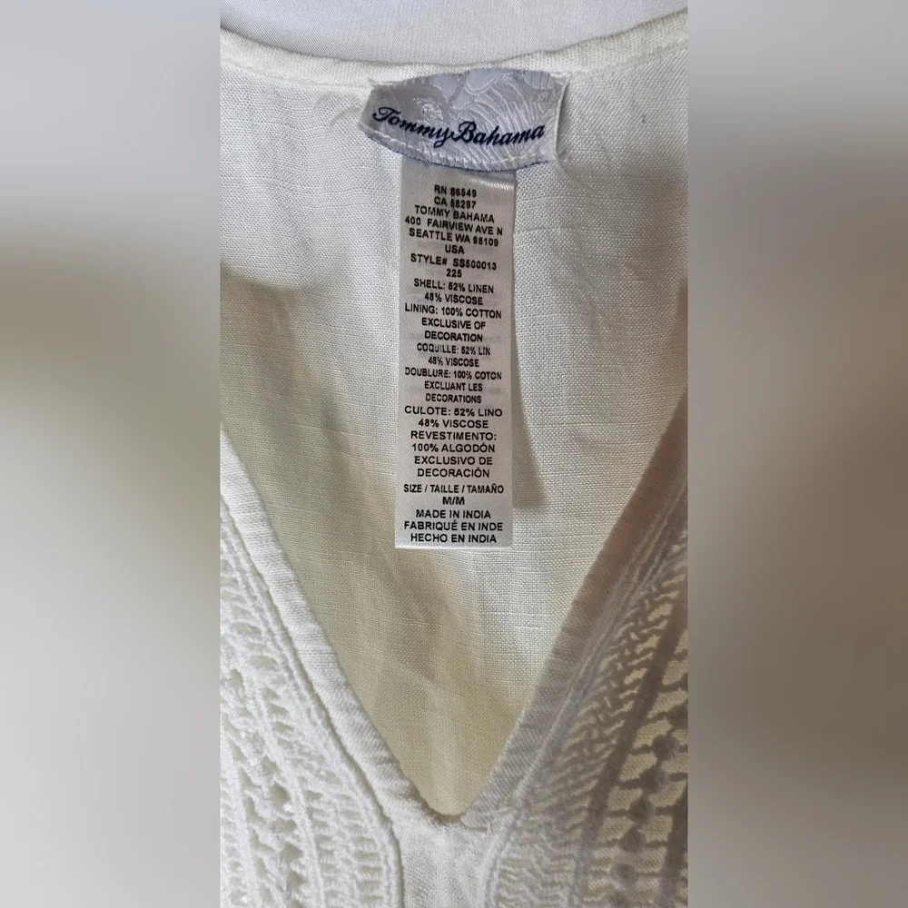 Tommy Bahama St. Lucia Linen-Blend Split-Neck Dress Sz Med $135 - Picture 13 of 13